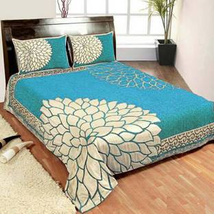 HomeStore-YEP Velvet Double Flat 200 TC Floral Bedsheet