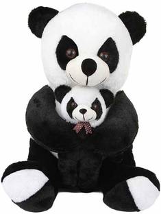 Teddy GiftEE Sitting Panda with Baby - 55 cm (Black, White)  - 55 cm