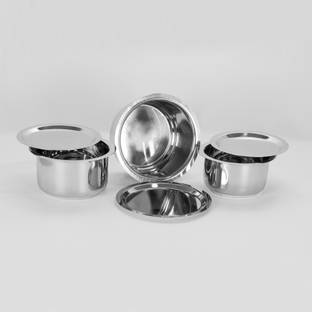 Sumeet 3 Pcs Stainless Steel Induction & Gas Stove Friendly Container Set / Tope Set With Lids Size No.10 To No.12 Tope Set with Lid 1 L capacity 0 cm diameter