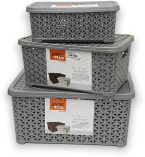 Jaypee Plus Plastic Keep All Big, Small & Mini ,Silver Storage Basket