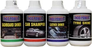 INDOPOWER CAR DASHBOARD POLISH, LEATHER ,TYRE POLISH, CAR WASH SHAMPOO COMBO PACK 250ml. Car Washing Liquid