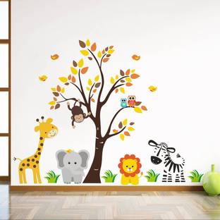 rawpockets 20 cm Baby Jungle Animals Story Self Adhesive Sticker