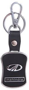 Kairos Mahindra Car Black Leather Keychain with Hook Key Chain