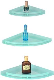 PEARL AQUA PVC Corner Shelves (Set of 3 Pcs) Plastic Wall Shelf