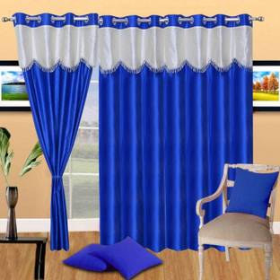 Panipat Textile Hub 274 cm (9 ft) Long Door Polyester Semi Transparent Curtain (Pack Of 3)