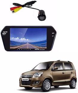 AUTOGARH M107 Rear View Mirror 7 Inch Monitor With Bluetooth & Camera For WagonR Black LED