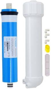 bharat traders RO Membrane Filter Vontron 75 GPD + Membrane Housing + Elbow Connectors + Teflon Tape + FR Flow Restirctor for Water Purifier RO Service Kit Solid Filter Cartridge