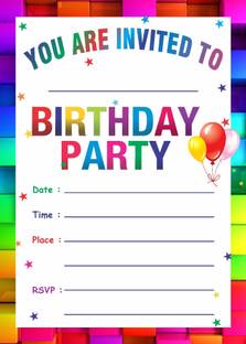 Power Plus Birthday Metallic card Invitations with Envelopes - Kids Birthday Party Invitations for Boys or Girls (25 Count) Invitation Card