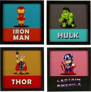 Indianara kids decor iron man hulk thor captain america Digital Reprint 8.7 inch x 8.7 inch Painting