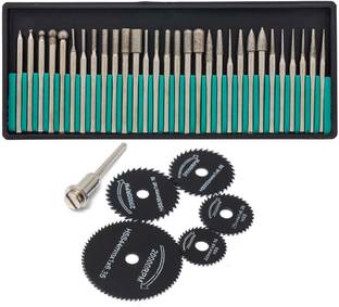 Digital Craft 30 PCS Diamond Burrs For Dremel Rotary Tool Bit+Mini Set 6 PC Rotary Circular Saw Blade Cutting Disc Accessory Tool Hobby Tools Rotary Bit Set