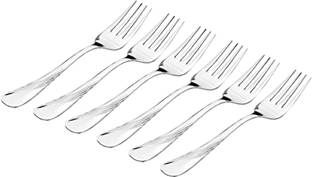 KUBER INDUSTRIES Stainless Steel Fork Set of 6 Pcs (16 Cm) (SP21) Steel Cutlery Set