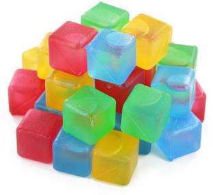 RIANZ Square Reusable Ice Cubes, Made of Plastic | Filled With Pure Water Multicolor Plastic Ice Cube Tray