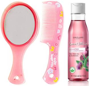 Oriflame Sweden Love Nature 2in1 Shampoo for Flaky scalp with Tea Tree Oil & Burdock 250ml (32623) With Mirror Comb Set