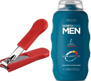 Oriflame Sweden North for Men Unlimited Hair,Body&Face Wash 250ml ( 33160 ) With Nail Cutter