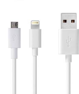 ALLEXTREME (MAK) 2-in-1 Lightning and Micro USB Cable combo Pack for iPhone and Android, 8-Pin Lightning & Micro to USB Date Wire for iPhone 5 6 7 Plus SE, iPad Mini Air iPod, Samsung and More -White(3.3FT) USB Adapter
