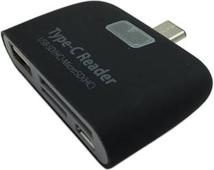 VibeX ® 4 in 1 Multi Functions USB 3.1 Type C Hub Combo Micro SD OTG Card Reader Connection Kit Adapter (Semicircle)Black High Speed™-Type-007 Card Reader