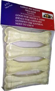 SAWAY Raw Hide Press Bone healthy Calcium Treat (5" 4 Piece) Beef, Chicken Dog Treat