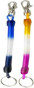 faynci Key ring Spiral Plastic Key Chain Stretchable String Metal Clip Holder Key Chain