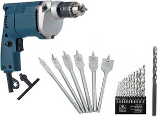 ISC Combo Rx 10mm Drill Machine With 13Hss Drill Bit+1 Masonary Bit+6Pcs Flat Wood Bit Pistol Grip Dri...