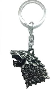 Universal Game of Thrones, House Stark Direwolf Shape Metal - Silver Key Chain