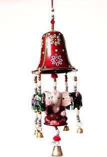 DreamKraft Paper Mache Big Bell With Ganesh & Elephant Decorative Hanging For Festival Wall Home Decoration Decorative Showpiece  -  58 cm