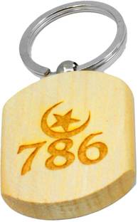 faynci 786 Engraved Handcrafted Wooden Key Chain Key Chain