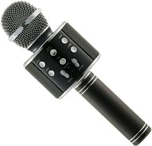 MEZIRE WS-858 Wireless Handheld Bluetooth Mic with Speaker (Bluetooth Speaker) Audio Recording and Karaoke Feature Microphone Microphone-Black Microphone