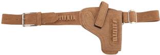 SHAH Unisex Leather .32 Bore Revolver/Pistol Cover with belt Racquet Carry Case/Cover Free Size
