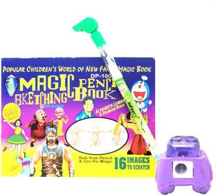 Muren Muren 4 in 1 magical sketch book with whistle pencil,sharpner and eraser Stationery Set