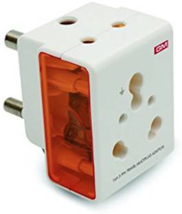 GM GM 3050 16A 3-Pin Multi Plug Adapter (White, Pack of 1) Worldwide Adaptor