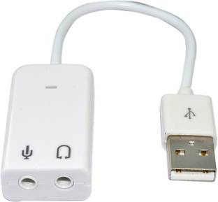 AlexVyan 7.1 Channel USB External Sound Card Audio Adapter With Mic White-7.1 Sound Card