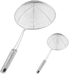 कुबेर इंडस्ट्रीज़ Deep Fry/Mesh Strainer/Jhara/Puri Strainer set of 2 Pcs (14 & 16 Cm) Code-STJ18 स्ट्रेनर