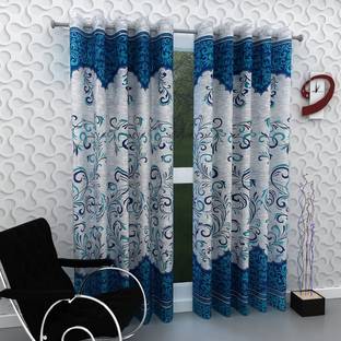 Home Garage 214 cm (7 ft) Door Polyester Semi Transparent Curtain (Pack Of 2)