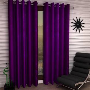 Panipat Textile Hub 213 cm (7 ft) Door Polyester Semi Transparent Curtain (Pack Of 2)