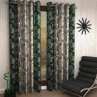Phyto Home 213 cm (7 ft) Door Polyester Semi Transparent Curtain (Pack Of 2)