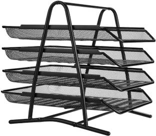 Pinzo 4 Compartments Metal Letter, File Folder, Magzine, Desk Organizer