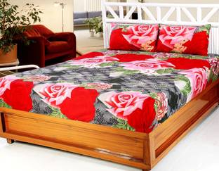 welhous Polyester Double Flat 140 TC Floral Bedsheet
