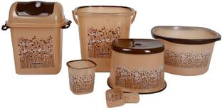 NAYASA deluxe funk 6 piece brown bathroom set 22 L Plastic Bucket