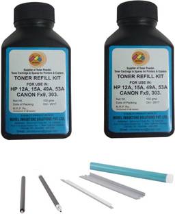 MOREL TONER REFILL KIT FOR REFILLING HP LASERJET 1010 / 1020 / CANON 303 / FX9 2 BOTTLE / DOCTOR BLADE / WIPER BLADE / PCR / MAGNETIC ROLLER / DRUM Black Ink Toner