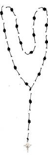 One Point Collections 5 mm Bead  Catholic Rosary Jesus Cross Pendant Black Crystal Link Necklace Pendant Chain Dog Tag For Men And Boys Unisex Beads Alloy Pendant