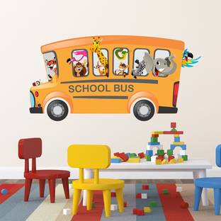 WALLSTICK 90 cm School Bus Removable Sticker