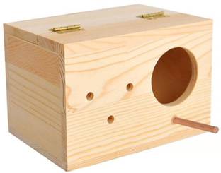 Sage Square 9 Inches Jumbo Size Natural Wood Mountable Nest Cum Breeding Box Bird House
