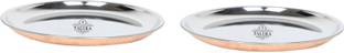 TALUKA (10.5" x 0.3" inches approx) Set OF 2 Handmade Best Quality Copper Plate Copper Thali Rice Plate for use Dinner Plate Rice Plates