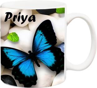 Stylotrendz Special Gift for Girl,Wife,GF,Sister,Mom- PRIYA Beautiful Butterfly HD theme Printed Coffee Ceramic Coffee Mug