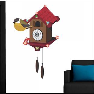 Happy Walls 25 cm Clock with kiwi Self Adhesive Sticker
