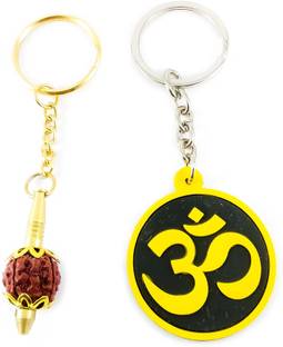 शॉपटॉप Golden Gada With Five mukhi Rudraksha and Om Keychain की-चेन