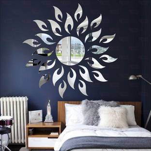 BEST DECOR 90 cm Sun Flame Silver(Pack Of 25)16 Self Adhesive Sticker