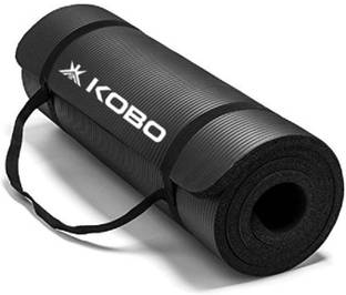 KOBO 15 mm Black NBR Athletica Multi-use Thick Exercise , Non-slip and Anti-tear. Great for Hot Yoga and the Gym Black 15 mm Yoga Mat