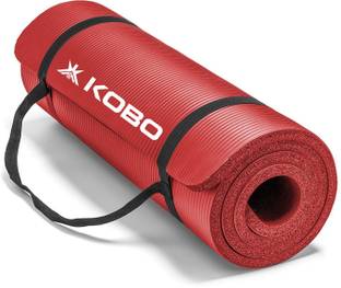 KOBO 15 mm Red NBR Athletica Multi-use Thick Exercise , Non-slip and Anti-tear. Great for Hot Yoga and the Gym Red 15 mm Yoga Mat