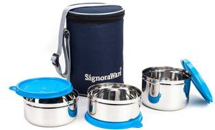 Signoraware Executive Stainless Steel Lunch Box Set, Set of 3 3 Containers Lunch Box